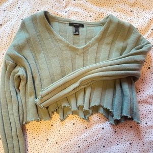 Forever 21 sage green cropped sweater